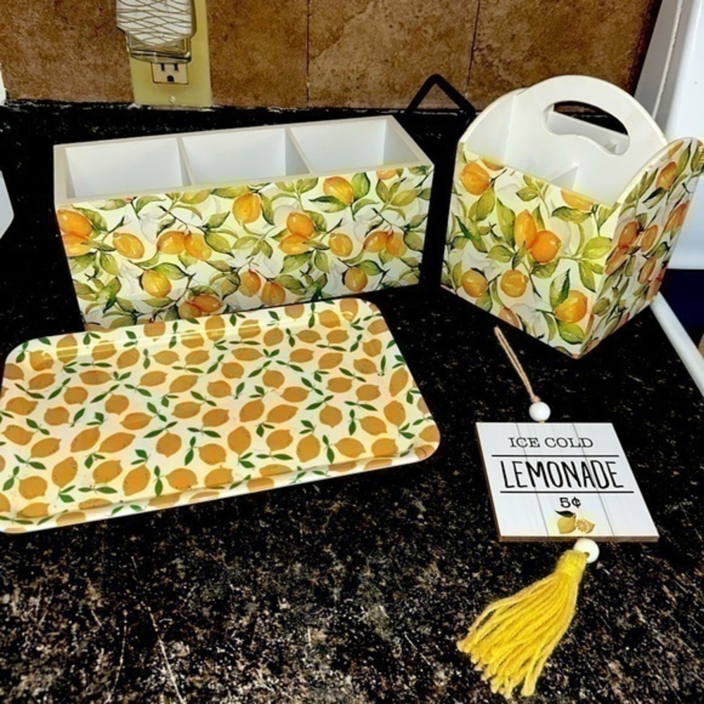 Lemon Decor Bundle Tray Sign Wooden organizers